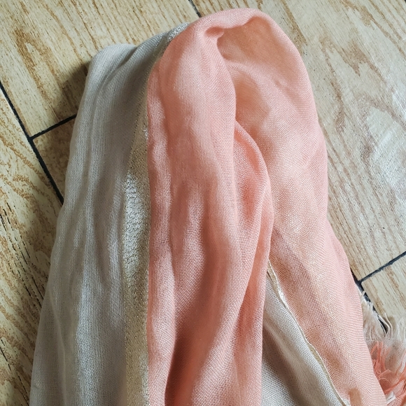 Beige and Pink Women's Scarf OZ - Picture 4 of 4